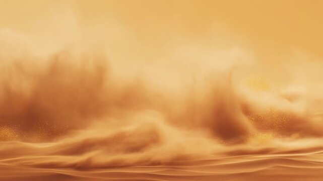 Dynamic desert sandstorm in motion with swirling dust and windy waves