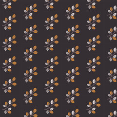 Autumn leaves seamless pattern, swatch available in swatches panel, cozy botanical branches on dark background