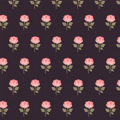 Pink rose seamless pattern, swatch available in swatches panel, floral bouquet on dark background