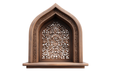 Intricate lattice window isolated on transparent background