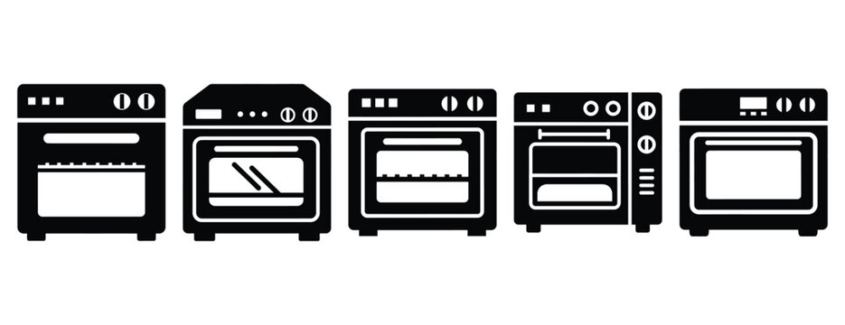 drying oven silhouette icon set, solid style, vector illustration