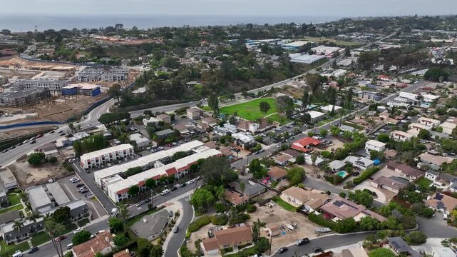 Aerial view of Wealthy Del Mar town in San Diego South California, USA. 