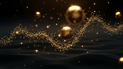 Golden Particles Floating Luxury Abstract Background