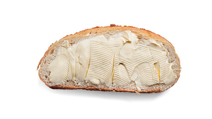 A piece of bread with butter isolated on white background. High quality photo