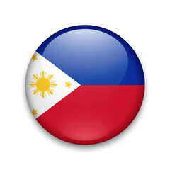 Philippines flag round icon national symbol asian country red blue white sun emblem patriotic design glossy button circular badge illustration Philippines flag round icon with red blue