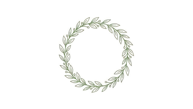 Elegant laurel wreath emblem isolated on a white background.
