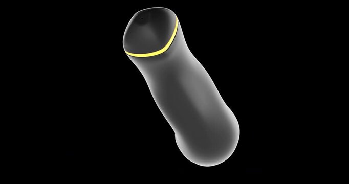 Black rabbit vibrator rotation animation seamlessly loopable. 3D rendering isolated on transparent background