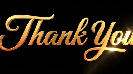 Golden thank you message on a black background gratitude