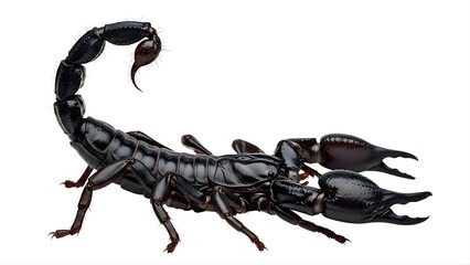 A large black scorpion on transparent background