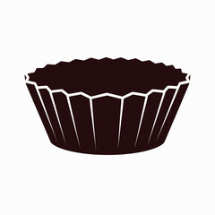 Chocolate muffin with icing isolated on white background