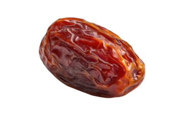 Single dried date fruit isolated on transparent background