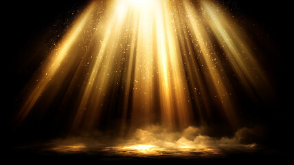 Golden light rays illuminating abstract background symbolizing hope success and opportunity.
