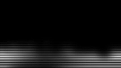 Abstract white glowing horizontal lines pattern with retro screen effect on black background - Powered by Adobe