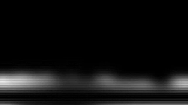 Abstract white glowing horizontal lines pattern with retro screen effect on black background