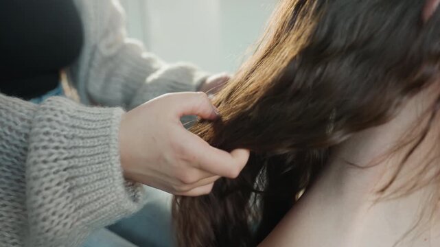 Gentle Styling Boosts Hair Radiance, Applying Soft Movements To Improve Hair Shine And Overall Vitality, Carefully Styling And Refurbishing Hair To Achieve Luminous And Lively Appearance