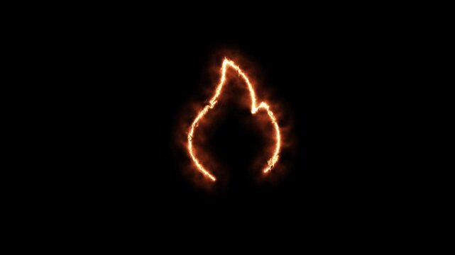 a digital graphic of a FUEL or flame icon /design on a black background. 4k animation