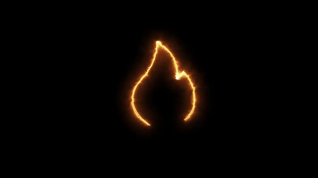 a digital graphic of a HOT or flame icon/design on a black background. 4k animation