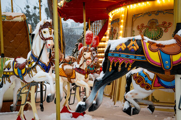Shiny horse carousel in Gdansk