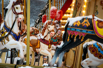 Shiny horse carousel in Gdansk
