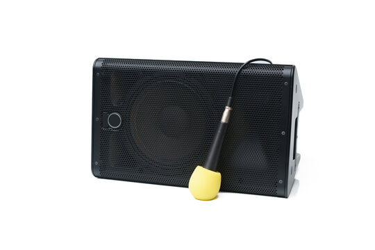 Microphone with speaker isolated on white background