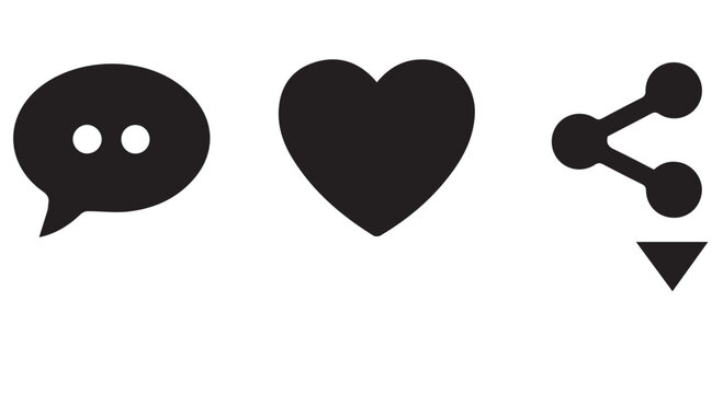 A set of black social media icons on a white background for digital communication