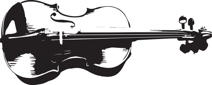 Black and White Silhouette Illustration of a Violin on a White Background viola string instrument