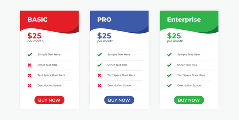 Modern Pricing Table Comparison for Subscription Plans