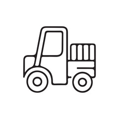 Naklejka premium Minimalist Line Drawing of Forklift – Black and White Industrial Equipment Icon