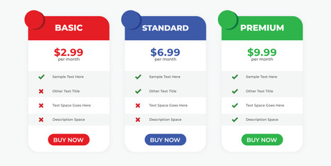 Modern Pricing Table Comparison for Subscription Plans