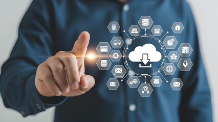 Man Interacting with Cloud Technology Interface