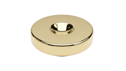 Golden disc magnet isolated on white background