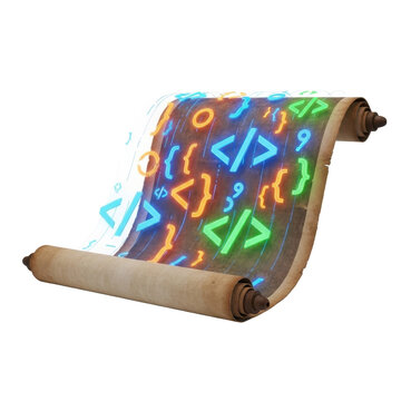 Scroll with code symbols
