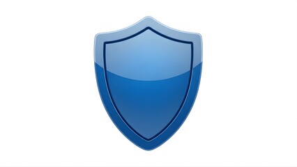 A blue shield icon on a transparent background representing protection and security