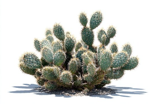 Cactus Plant in Desert Landscape: A close-up showcases a resilient cactus, its intricate textures and forms providing a unique beauty that thrives in arid conditions.