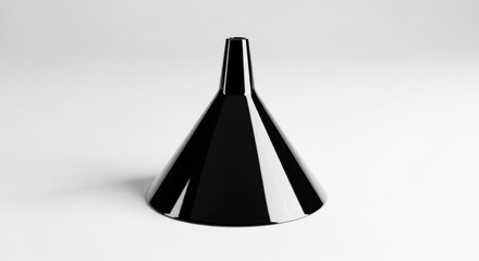 A black funnel isolated on a white background with simple studio lighting.