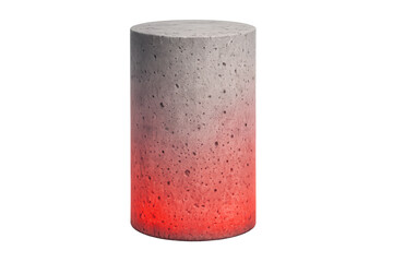 Concrete cylinder glowing red from intense heat, representing thermal energy transfer or industrial process on transparent background