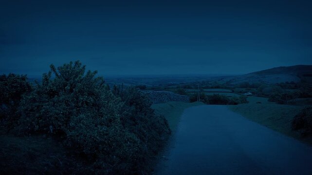 Driving By Old Country Wall In The Evening