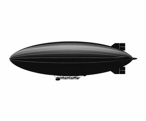 Naklejka premium Minimal black zeppelin silhouette floating in clear sky travel and exploration concept vector art