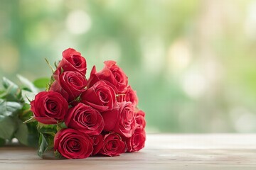 red roses bouquet in a luxury hotel room, Valentine&rsquo;s Day theme, dramatic low-key lighting, deep focus, realistic textures, clean composition
