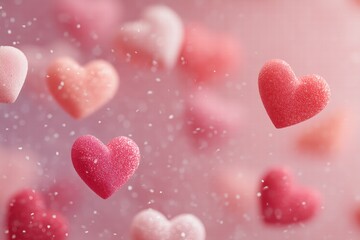 Obraz premium abstract hearts and sparkles background, Valentine’s Day theme, photorealistic style, soft natural or studio lighting