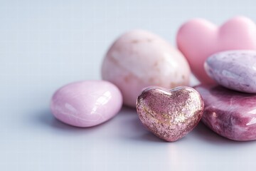 minimal romantic object composition, Valentine&rsquo;s Day theme, photorealistic style, soft natural or studio lighting, realistic textures