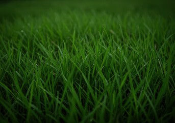 Lush, vibrant green blades of tropical rainforest grass thrive in the humid jungle environment, forming a dense, natural, and intricate ground cover ,uncharted ,macro ,lush