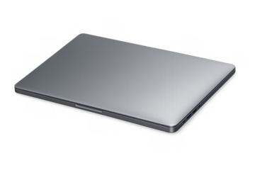 Modern silver laptop closed, computer portable technology, professional notebook electronics, generating business concepts