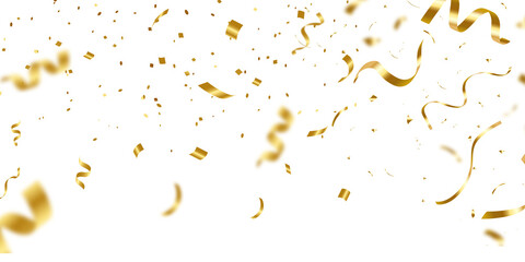 Falling gold confetti background. PNG illustration of festive confetti
