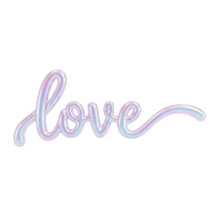 3D Sticker Set with Love Text Illustrations, Cute Kawaii Typography & Girly Accessory &ndash; Creative Script for Valentine's Day Cards.