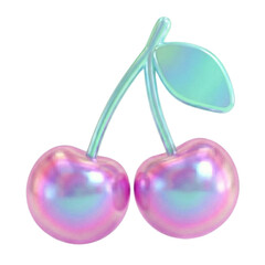 3D Sticker Set with Cherry Illustrations, Cute Kawaii Heart Fruit & Girly Accessory &ndash; Lovely Pair for Valentine's Day Decoration.