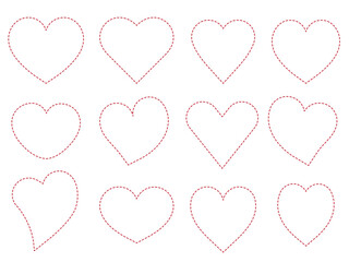 Heart shape outline collection isolated on white