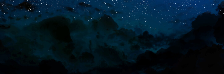 Magic night dark blue background with white snowflakes. Square vector wedding winter card. Snow confetti and navy blue backdrop frame. White scattered celestial dust. Fairytale magic star template © lavendertime