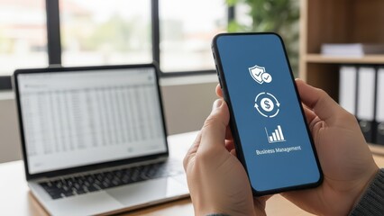 Analyzing business management data on mobile and laptop
