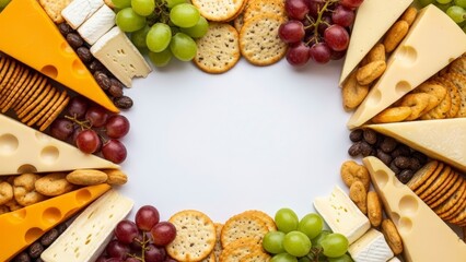 Assorted Cheese and Crackers with Grapes Arrangement.
